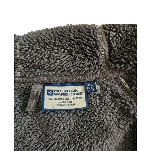 Mountain Warehouse Jacket Gray White Knit with Gray Fleece Lining Hood Womens 8 - Picture 9 of 9